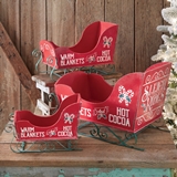 CTW Home Collection Set of Three Large Wooden Christmas Sleighs