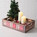 CTW Home Collection "Ho Ho Ho" Holiday Wood Crate with Handles