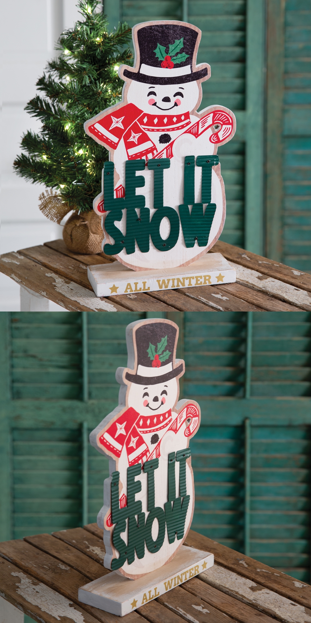 CTW Home Collection "Let It Snow" Tabletop Snowman Sign