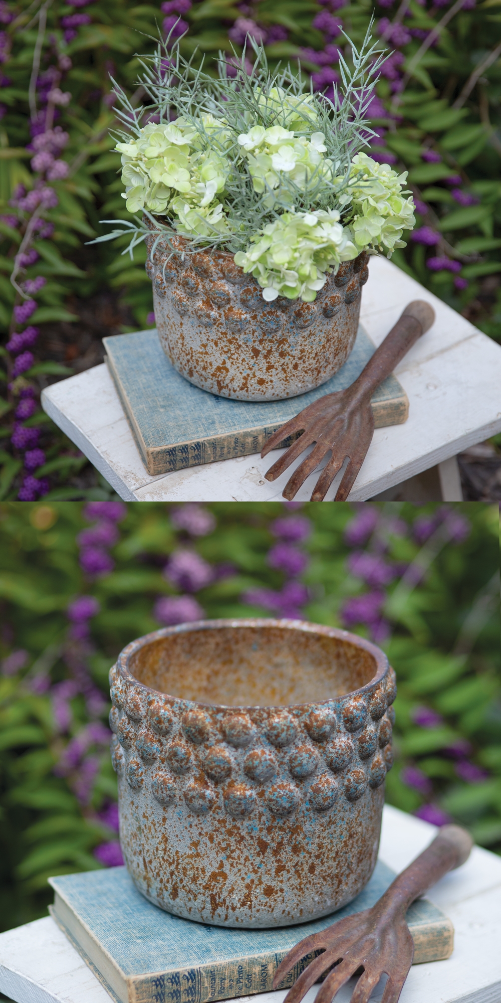 CTW Home Collection Farmhouse Denim-Hued Hobnail-Patterned Concrete Pot