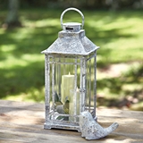 CTW Home Collection Vintage-Look Whitewashed Rustic Cottage Lantern