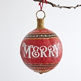 CTW Home Collection Oversized Merry Design Paper Mache Ornament