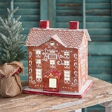 CTW Home Collection Metal Gingerbread Mansion Luminary with Hinged Door