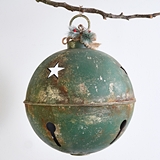 CTW Home Collection Distressed-Green-Metal Large Jumbo Jingle Bell Ornament