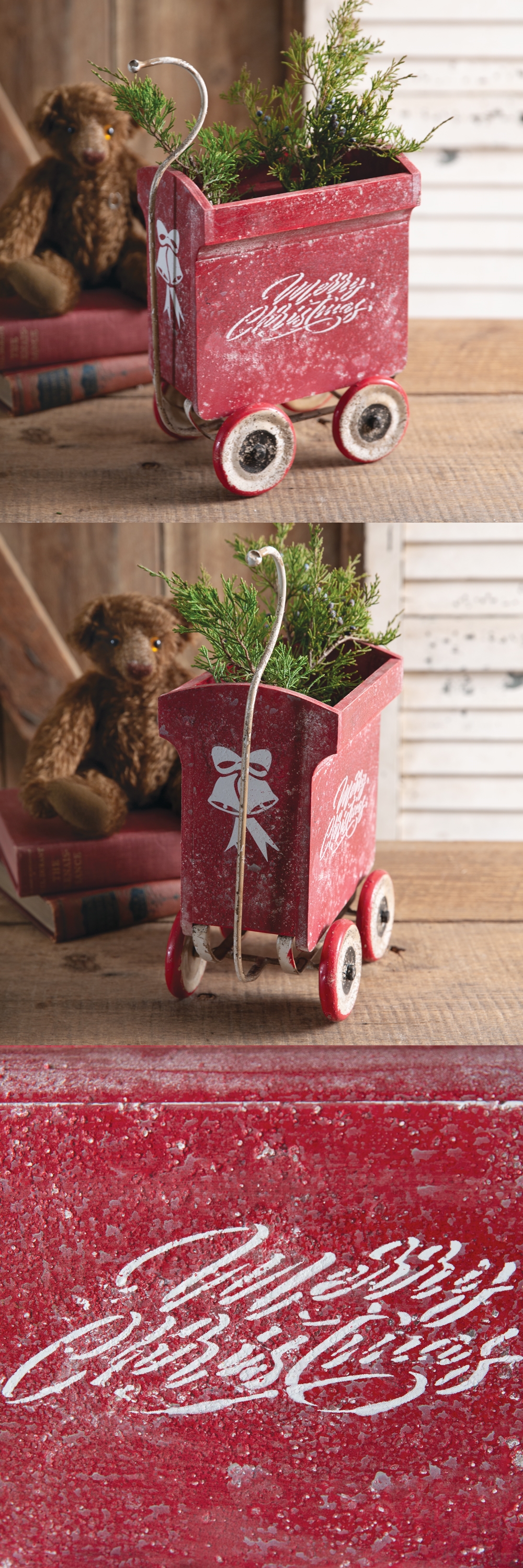 CTW Home Collection 'Merry Christmas' Pull-A-Long Weathered-Wood Wagon