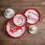 CTW Home Collection Set of Three Vintage-Look Red & White Holiday Trays