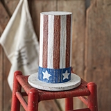 CTW Home Collection Americana US Flag Motif Wooden Top Hat Decor