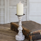 CTW Home Collection Antiqued-Wood Pillar Candle Holder with Round Base