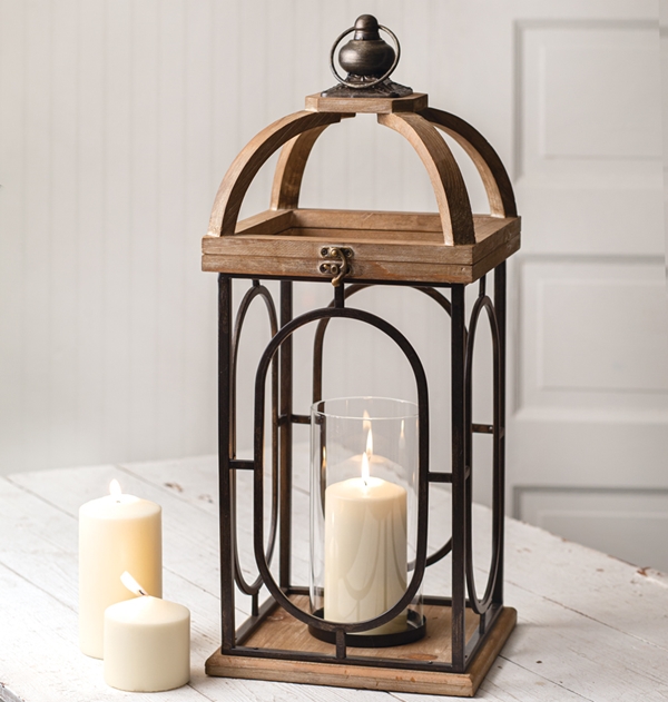 CTW Home Collection Arched-Dome Wood and Metal 'Barclay' Lantern