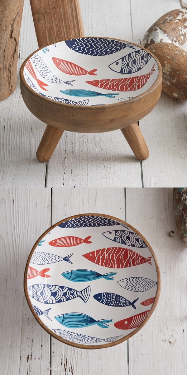 CTW Home Collection Mid-Century Modern Design Wooden Fish Motif Bowl