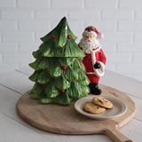 CTW Home Collection Santa and Christmas Tree Ceramic Cookie Jar