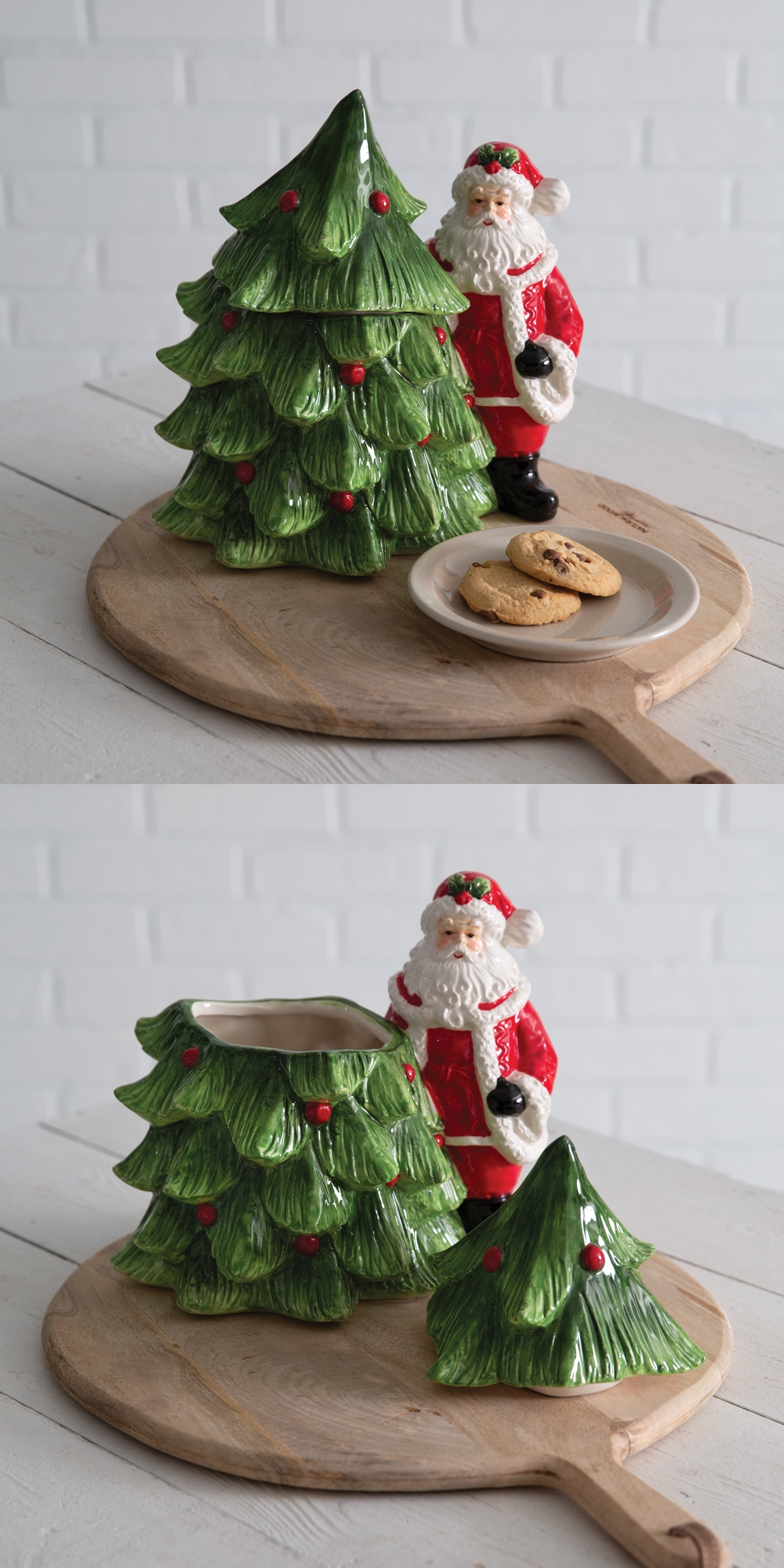 CTW Home Collection Santa and Christmas Tree Ceramic Cookie Jar