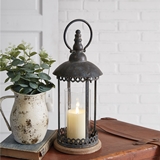 CTW Home Collection Small 'Peregrine' Metal Lantern with Scalloped Edges