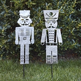 CTW Home Collection Set of Two Galvanized-Metal Nutcracker Figurine Yard Stakes