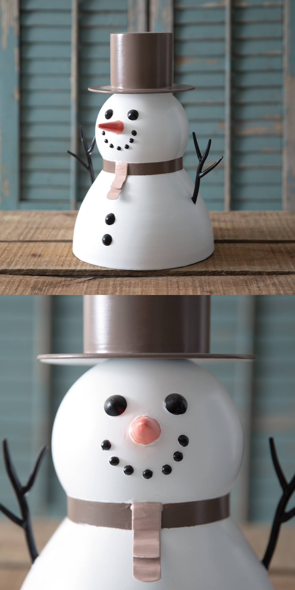 CTW Home Collection Tabletop Enameled Metal Snowman with Top Hat