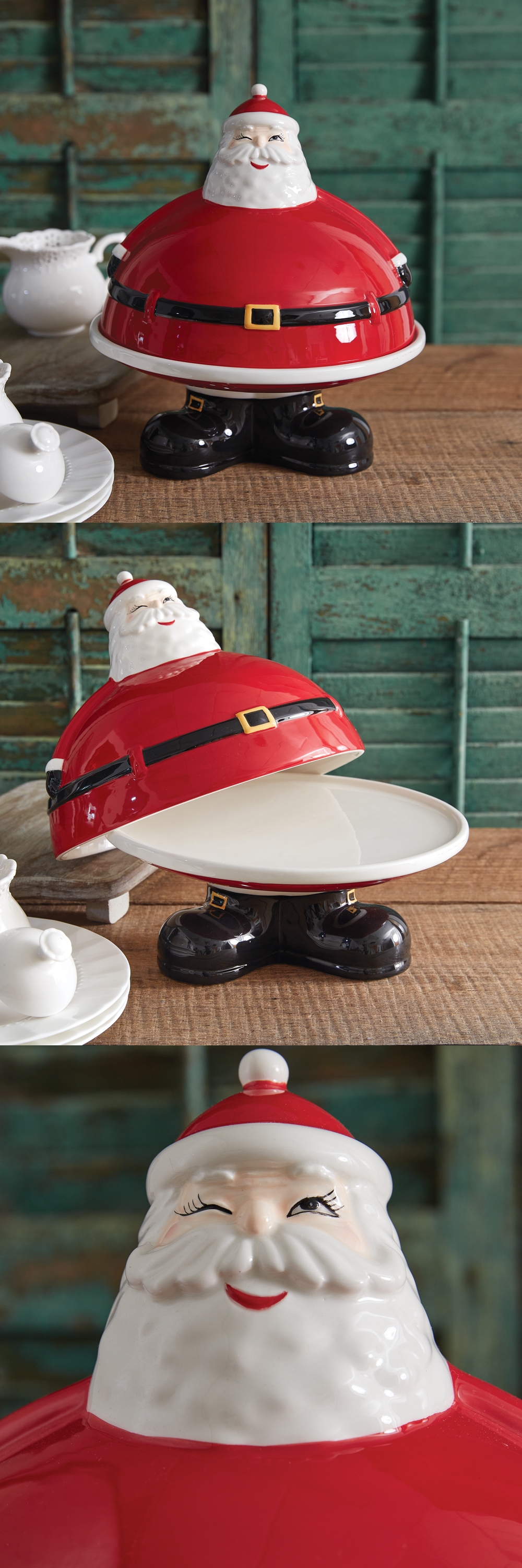 CTW Home Collection Delightful Winking Santa Dessert Stand