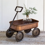 CTW Home Collection Cute Copper-Finish Metal Wagon with Wheels that Spin