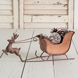 CTW Home Collection Rustic Copper-Finish Tabletop Reindeer and Sleigh