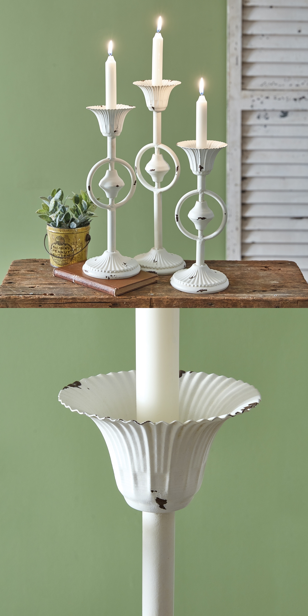 CTW Home Collection Set of Three Vintage-Look 'Evelyn' Taper Candle Holders