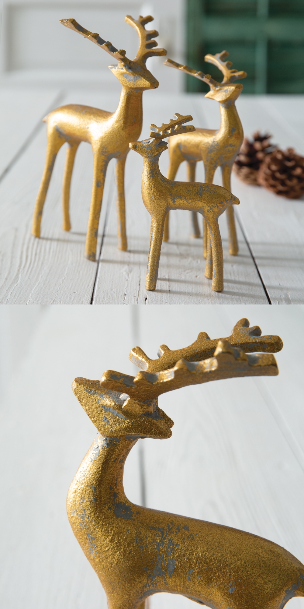 CTW Home Collection Set of Three Stunning Golden Reindeer Figurines