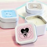 Event Blossom Vintage Personalized Baby Shower Square Candle Tins