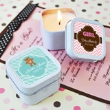 Event Blossom Cute Personalized Square Baby Shower Candle Tins