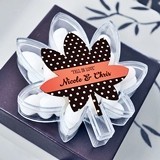 Personalized Falling For You Leaf-Shaped Clear Favor Boxes