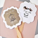 Personalized Paddle-Shaped Fans with Vintage Baby-Themed Labels