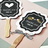 Event Blossom Chalkboard Motif Personalized Paddle-Shaped Fans