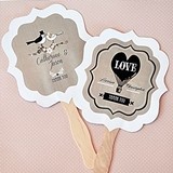 Event Blossom Shabby Chic Personalized Paddle-Shaped Fans