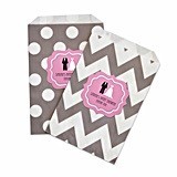 Personalized Wedding Shower Chevron and Dots Goody Bags (Set of 12)
