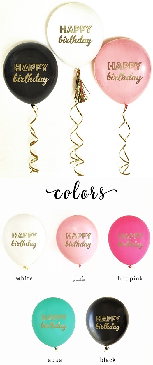 metallic happy birthday balloons