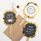 Event Blossom Personalized Floral Garden Gold Paddle Fans