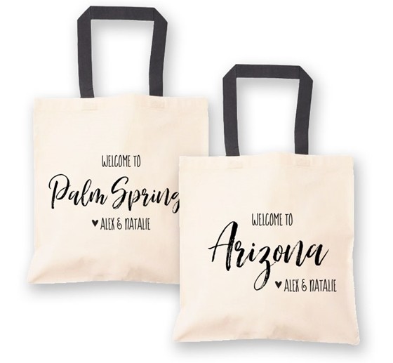 Event Blossom City/State Destination Wedding Welcome Canvas Tote Bag