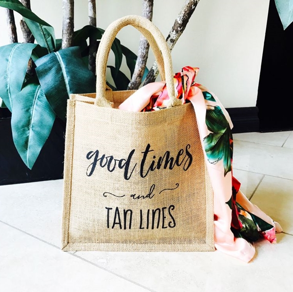 Event Blossom Good Times & Tan Lines Theme Burlap Tote Bag