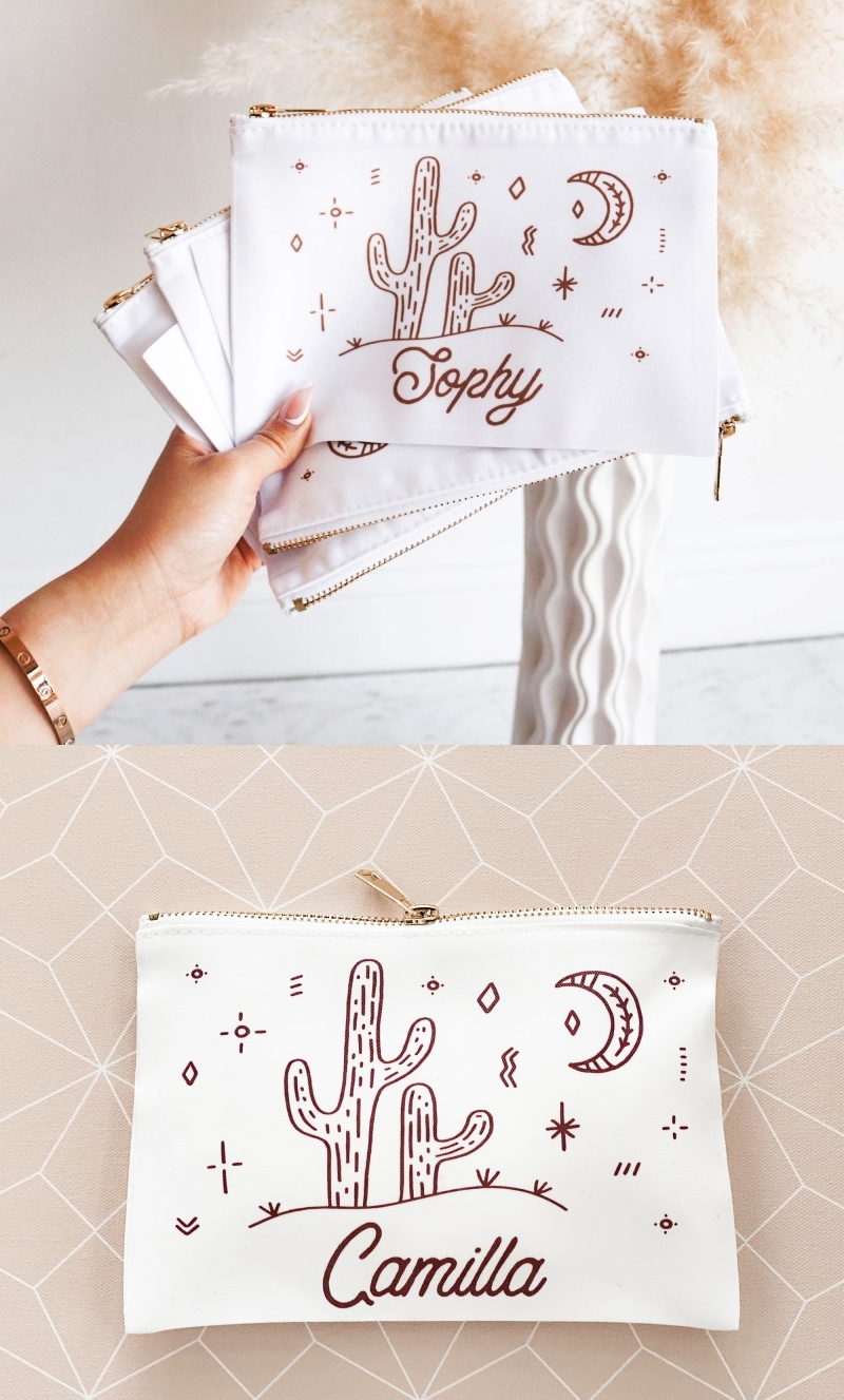 Event Blossom Personalized Desert Cactus Design Makeup Bag