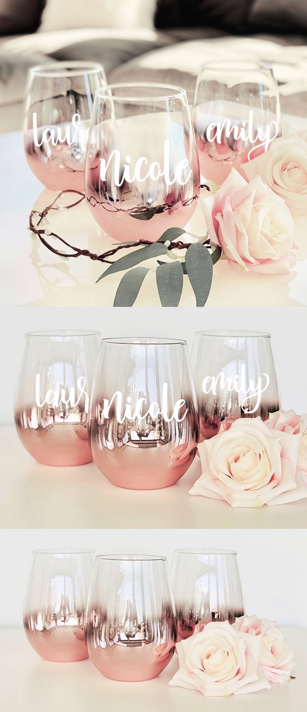 Personalized Vinyl 12 oz Rose Wine Glass