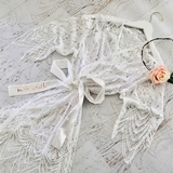 Event Blossom Personalized Lace Robe with White Tie with Script Name