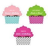 Personalized Colorful-Cupcake-Shaped Labels (22 Colors)