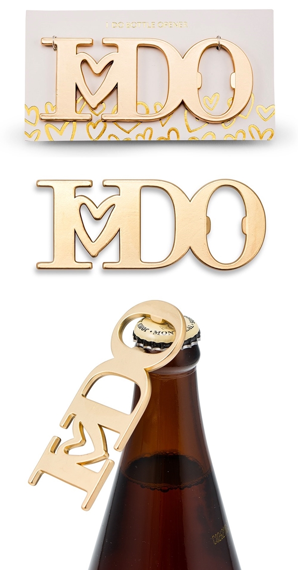 Weddingstar Matte-Gold-Metal "I DO" with Heart Bottle Opener