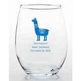 Personalized Adorable Baby Llama Design 15 ounce Stemless Wine Glass