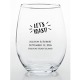 Personalized "Let's Toast" Design 15oz Stemless Wine Glass