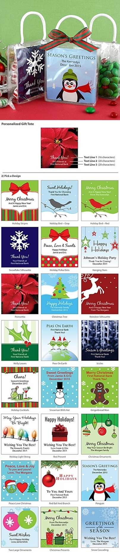 Personalized Holiday Mini Gift Totes (24 Designs) | Personalized Gifts ...