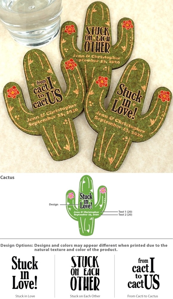 Ducky Days Personalized Cactus-Shaped Cork Coasters (3 Sayings)