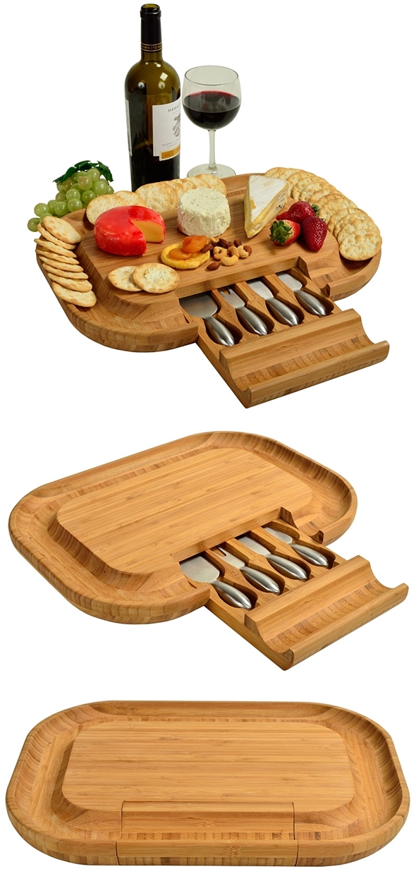 Deluxe "Malvern" Oval Bamboo Cheese Board with Tools