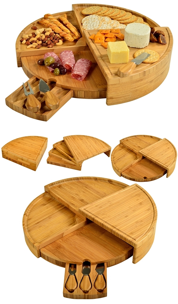 Amazing "Vienna" Transforming Cheese Board Wedge with Tools