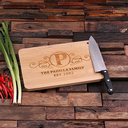 Personalized Bamboo Cutting Board Engraved With Initial & Custom Text ...