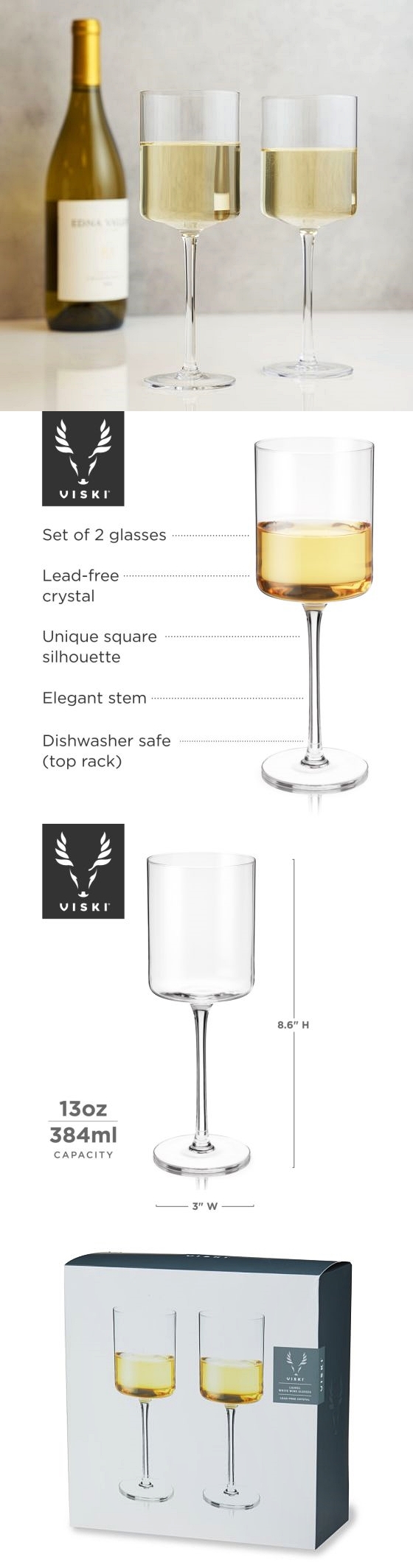 Viski Laurel White Wine Glasses