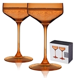 Reserve Nouveau Crystal Coupes in Amber by VISKI (Set of 2)