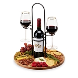 Wine & Cheese Caddy with Handle and Acacia-Wood Tray by Twine Living